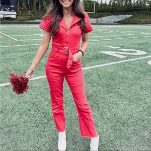 Indie Collection Red Denim Jumpsuit